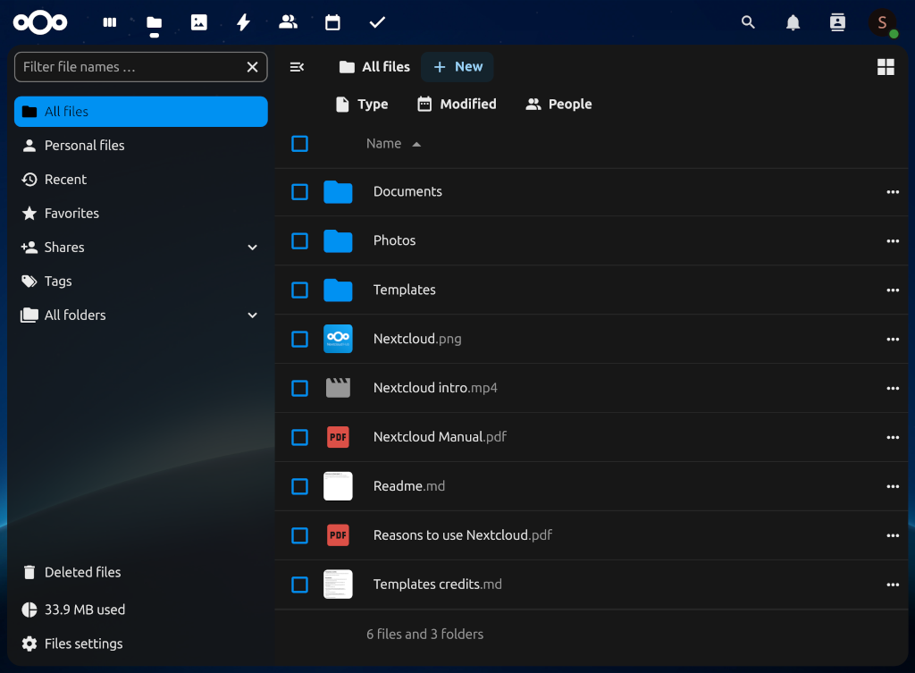 NextCloud Files view